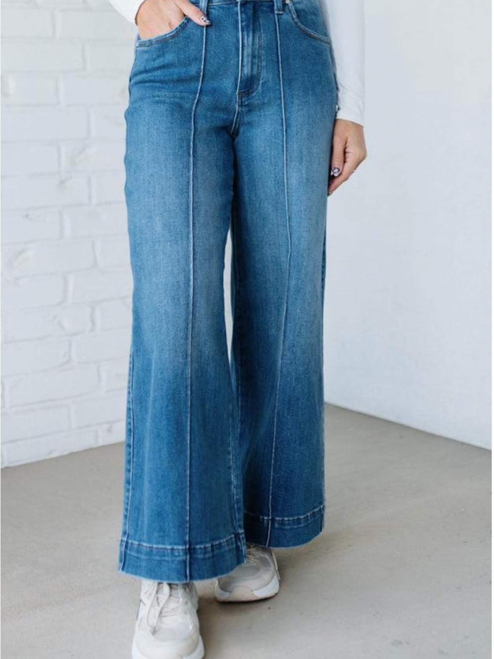 High-Rise Wide Leg Jeans in Deep Blue Denim